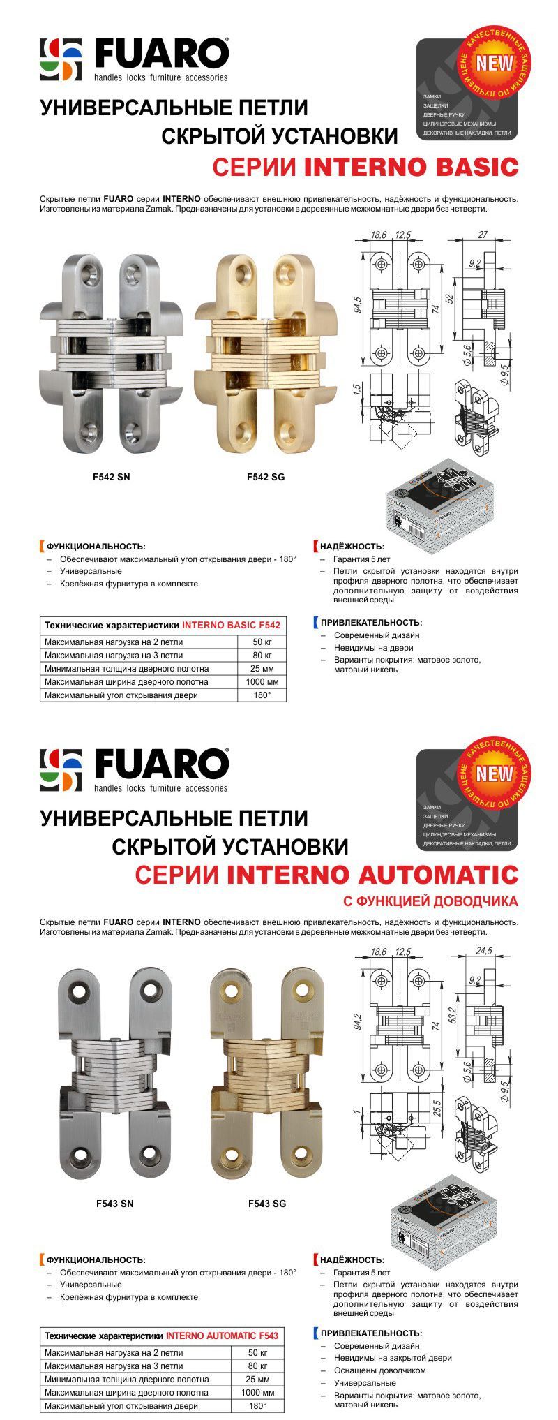 Петли Fuaro interno Basic f542